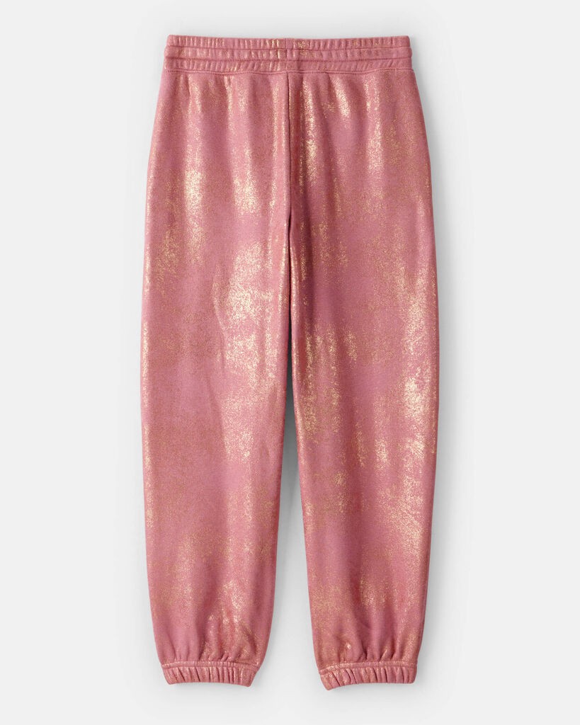 slide 3 of 3, Oshkosh Girls DayDream Fleece Metallic Knit Drawstring Joggers - Pink Blush 12, 1 ct