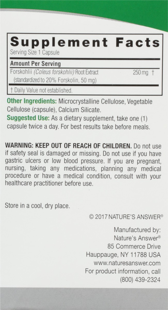 slide 8 of 9, Nature's Answer Forskohlli, 60 ct