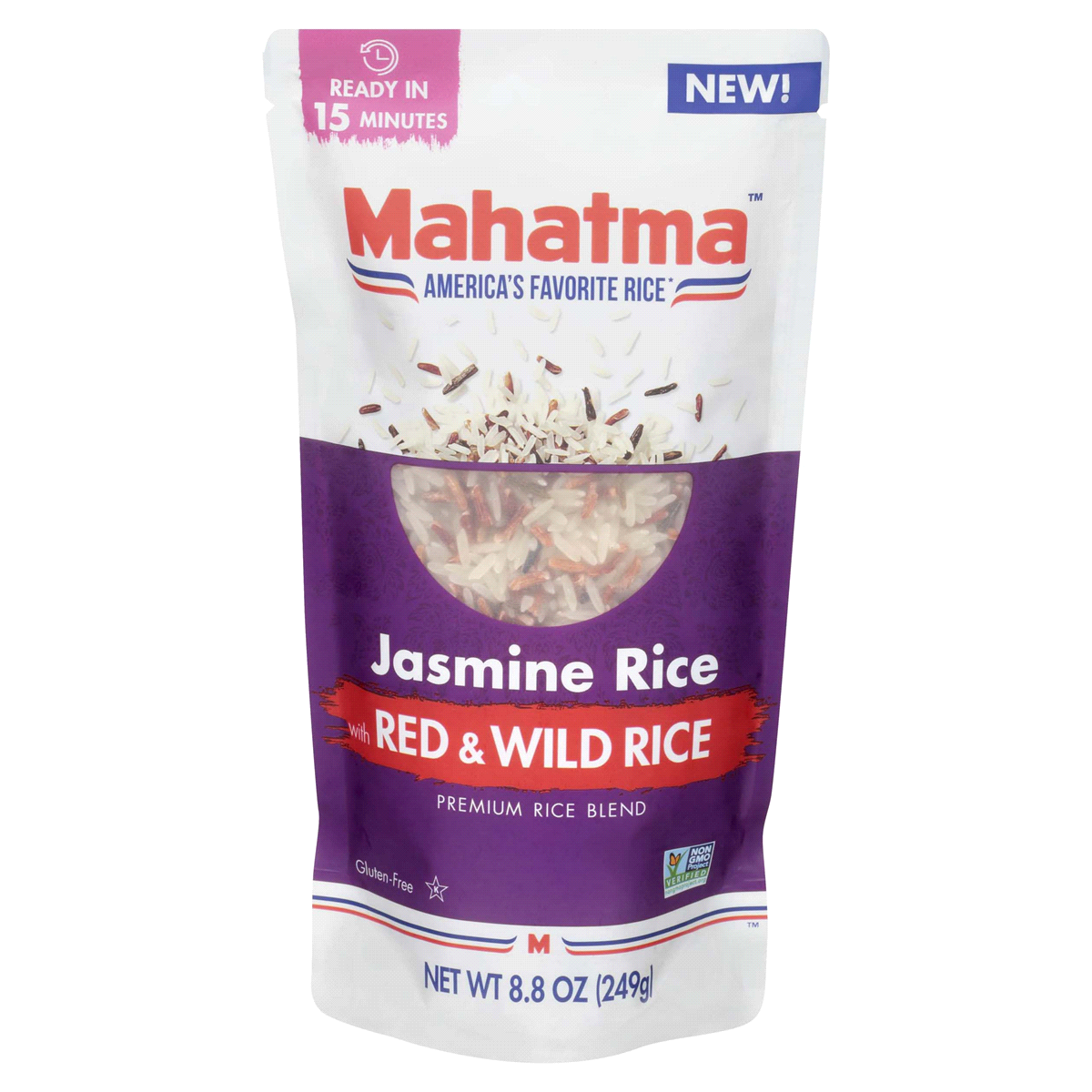 slide 1 of 1, Mahatma Jasmine Rice with Red & Wild Rice Premium Rice Blend 8.8 oz. Bag, 8.8 oz