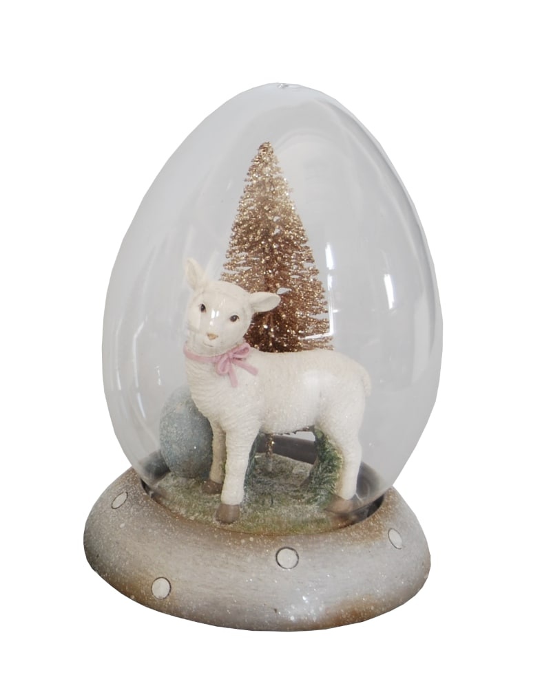 slide 1 of 1, Holiday Home Lamb In Egg Dome - Gray, 6 in