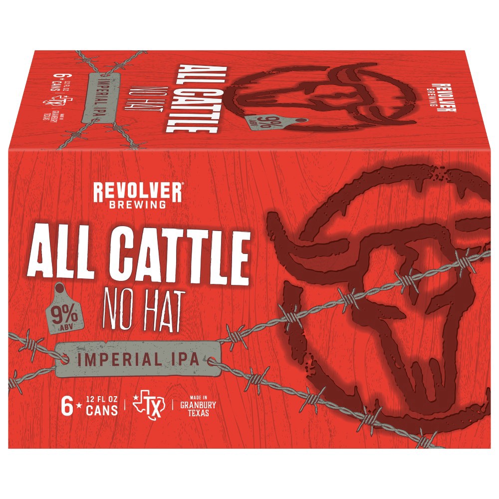 slide 3 of 5, All Cattle No Hat Imperial IPA Craft Beer, 6 Pack, 12 Fluid Ounce Cans, 9.0% ABV, 12 oz