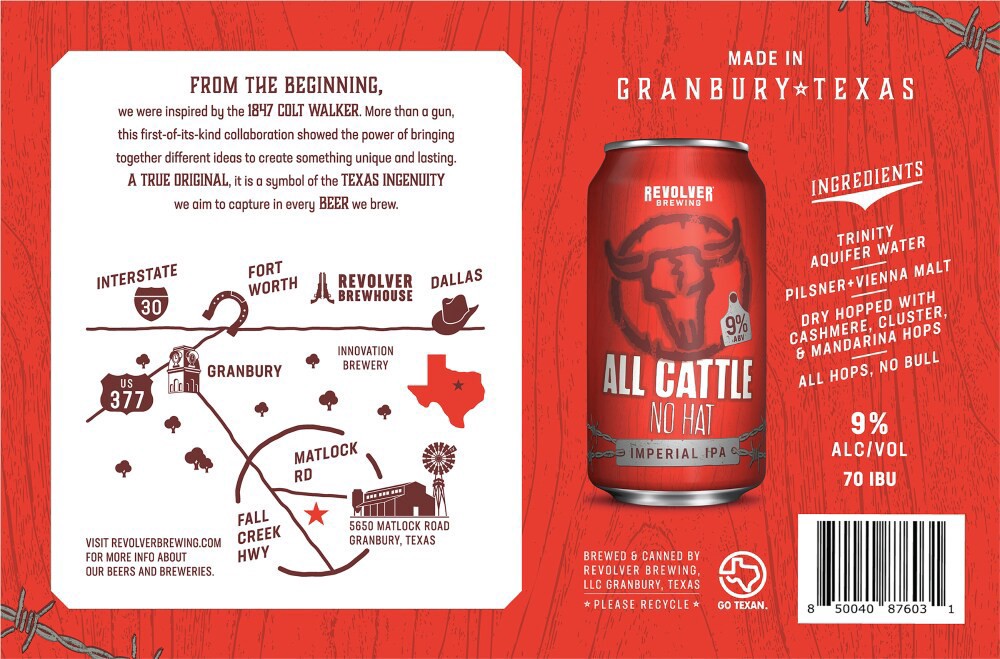 slide 5 of 5, All Cattle No Hat Imperial IPA Craft Beer, 6 Pack, 12 Fluid Ounce Cans, 9.0% ABV, 12 oz