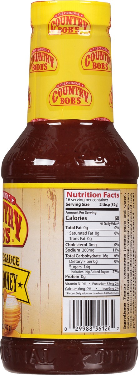 slide 9 of 9, Country Bob's Sweet Honey BBQ Sauce, 18 oz