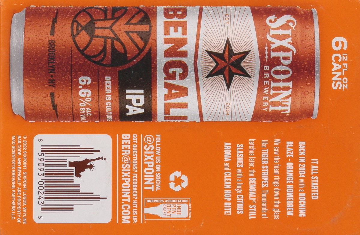 slide 4 of 9, Sixpoint Brewery Bengali India Pale Ale, 6 ct