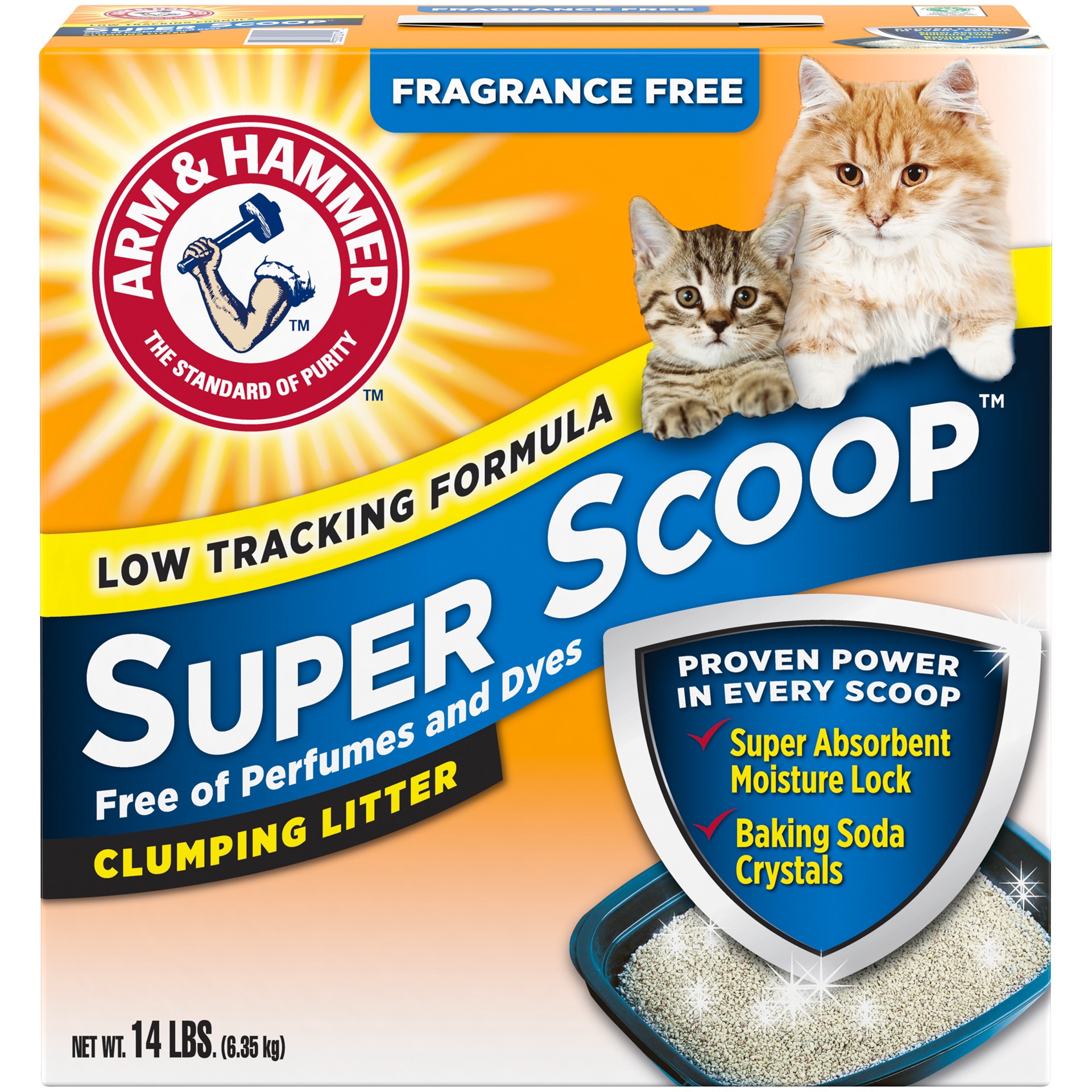 slide 1 of 5, ARM & HAMMER Super Scoop Fragrance Free Clumping Clay Cat Litter, 14 lb, 14 lb