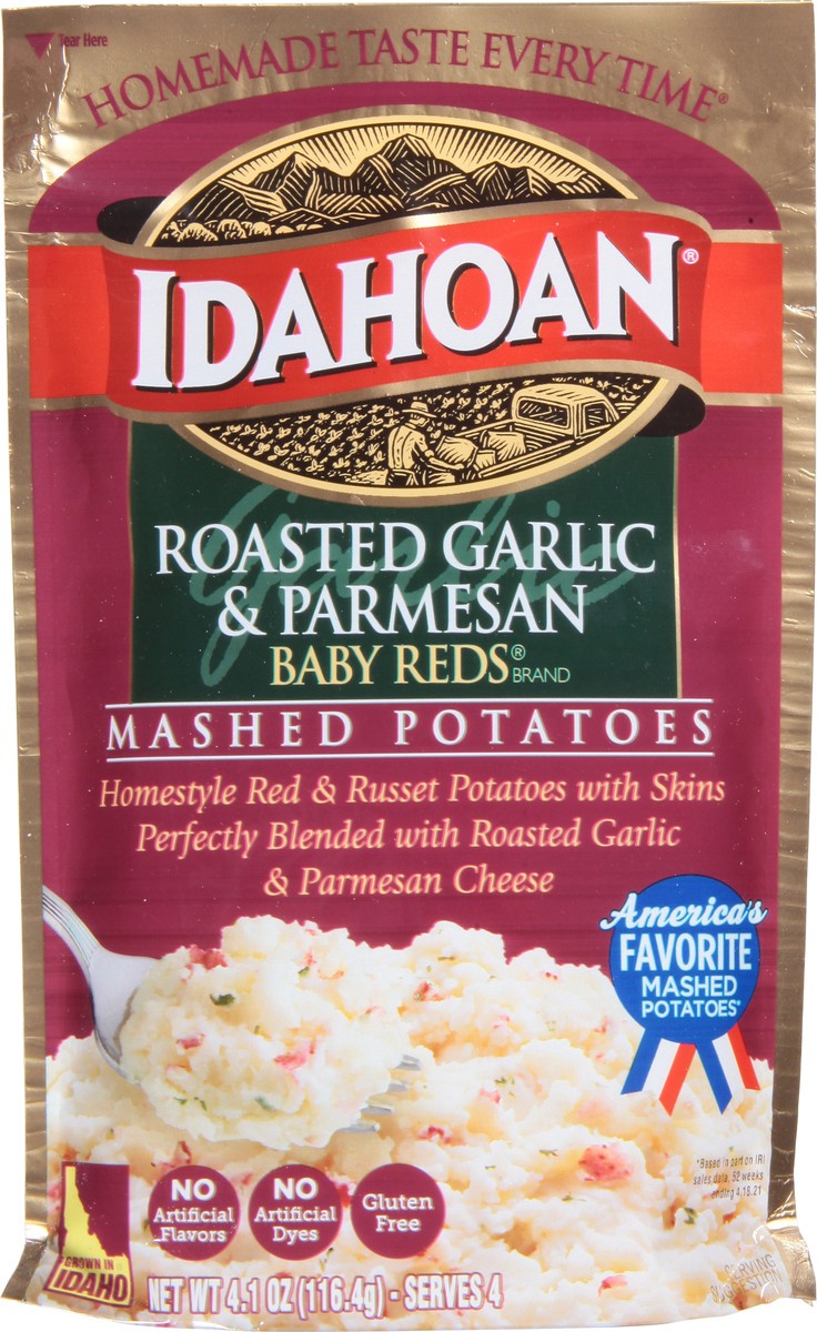 slide 3 of 9, Idahoan Baby Reds Roasted Garlic & Parmesn Mashed Potatoes 4.1 oz, 4.1 oz