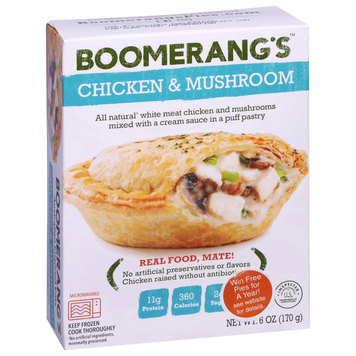 slide 8 of 9, Boomerang's Chicken & Mushroom Pie, 6 oz