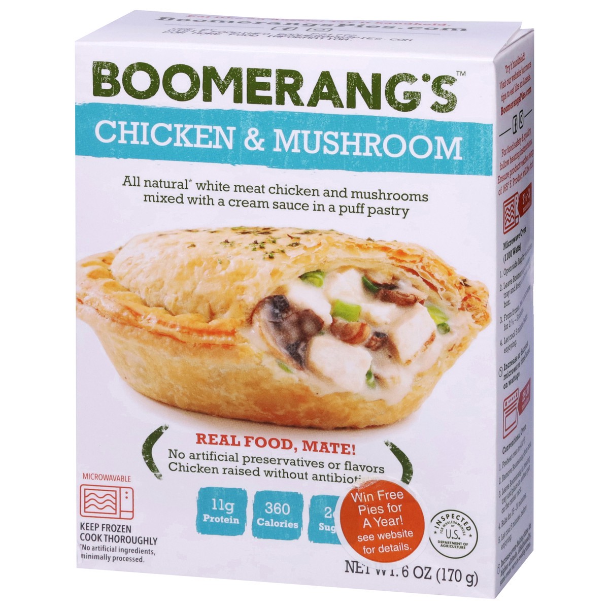 slide 6 of 9, Boomerang's Chicken & Mushroom Pie, 6 oz