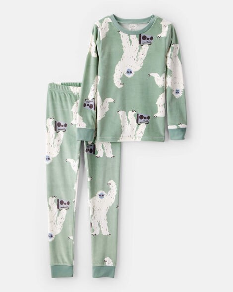 slide 1 of 2, Carter's Boys Yeti Print DreamPlush Long-Sleeve Snug Fit 2-Piece Pajamas - Green Green 7, 2 pc
