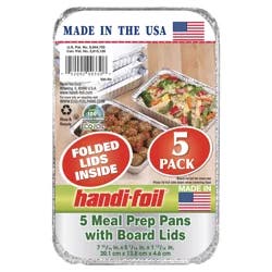 Handi-Foil Meal Prep Pans with Board Lids 5 Each