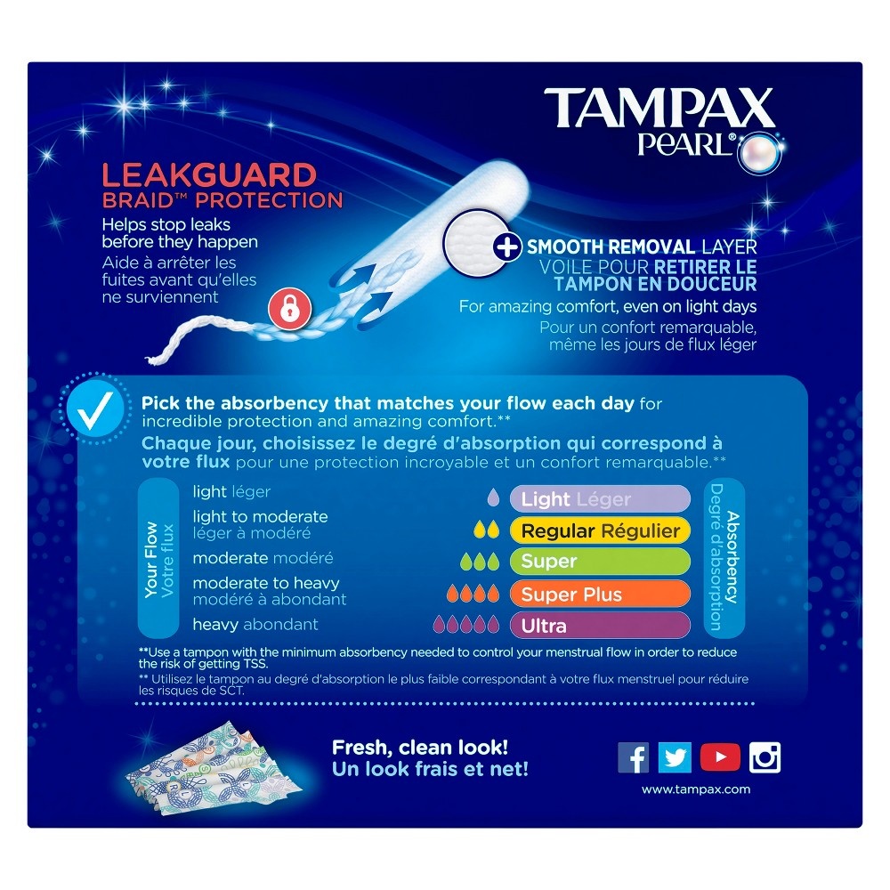 slide 2 of 6, Tampax Pearl Regular Unscented Plastic Tampons, 50 ct