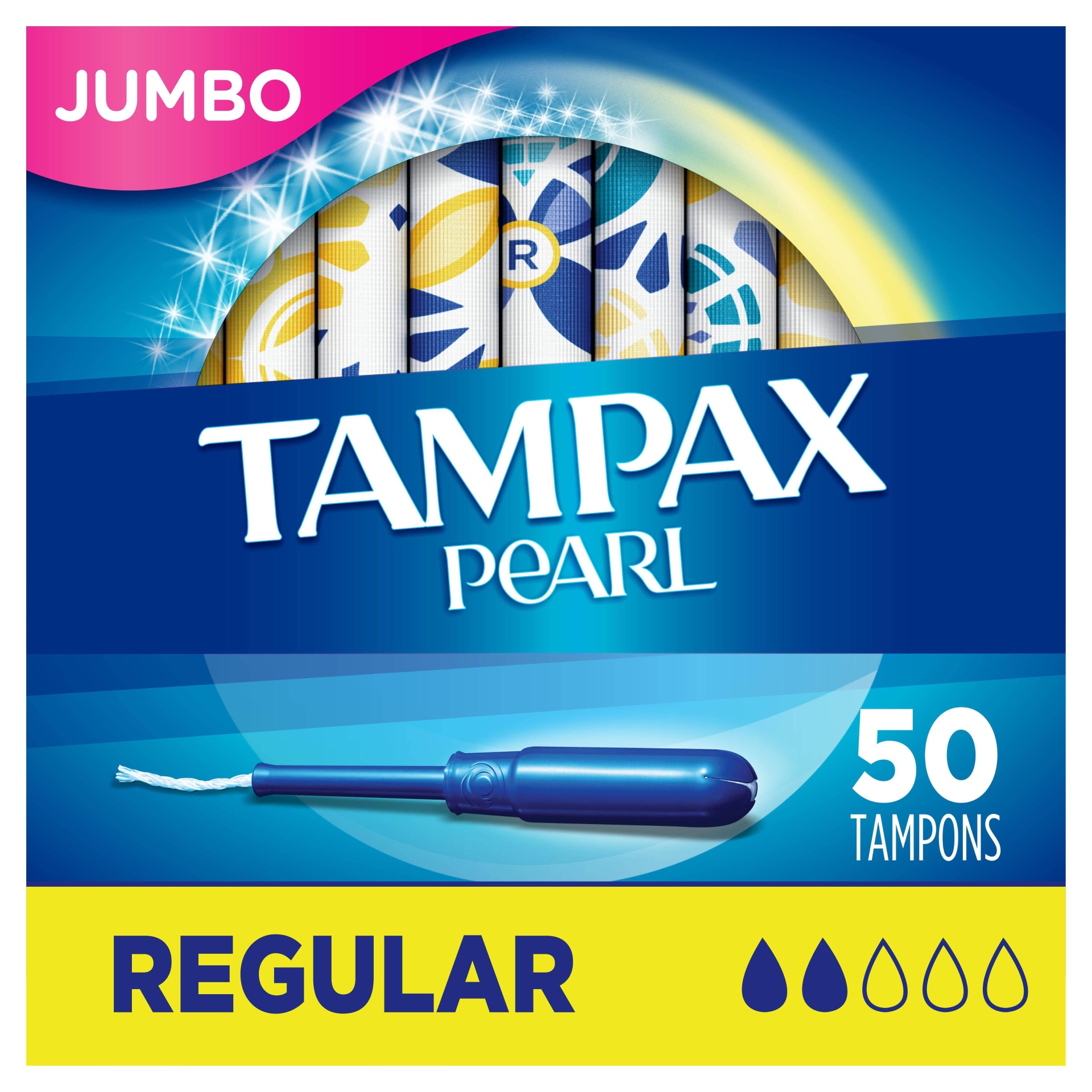 slide 1 of 6, Tampax Pearl Regular Unscented Plastic Tampons, 50 ct