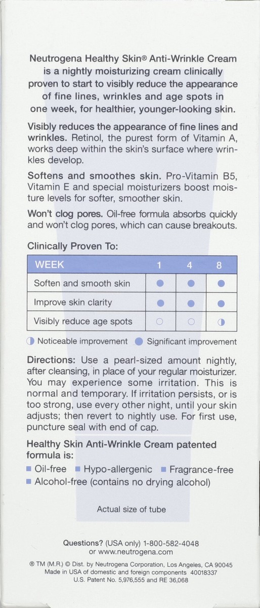 slide 6 of 6, Neutrogena Healthy Skin Anti-Wrinkle Retinol Night Cream with Vitamin E and Vitamin B5 - Night Moisturizer Cream with Retinol, Vitamin E, Vitamin B5, Glycerin, 1.4 oz, 1.4 oz