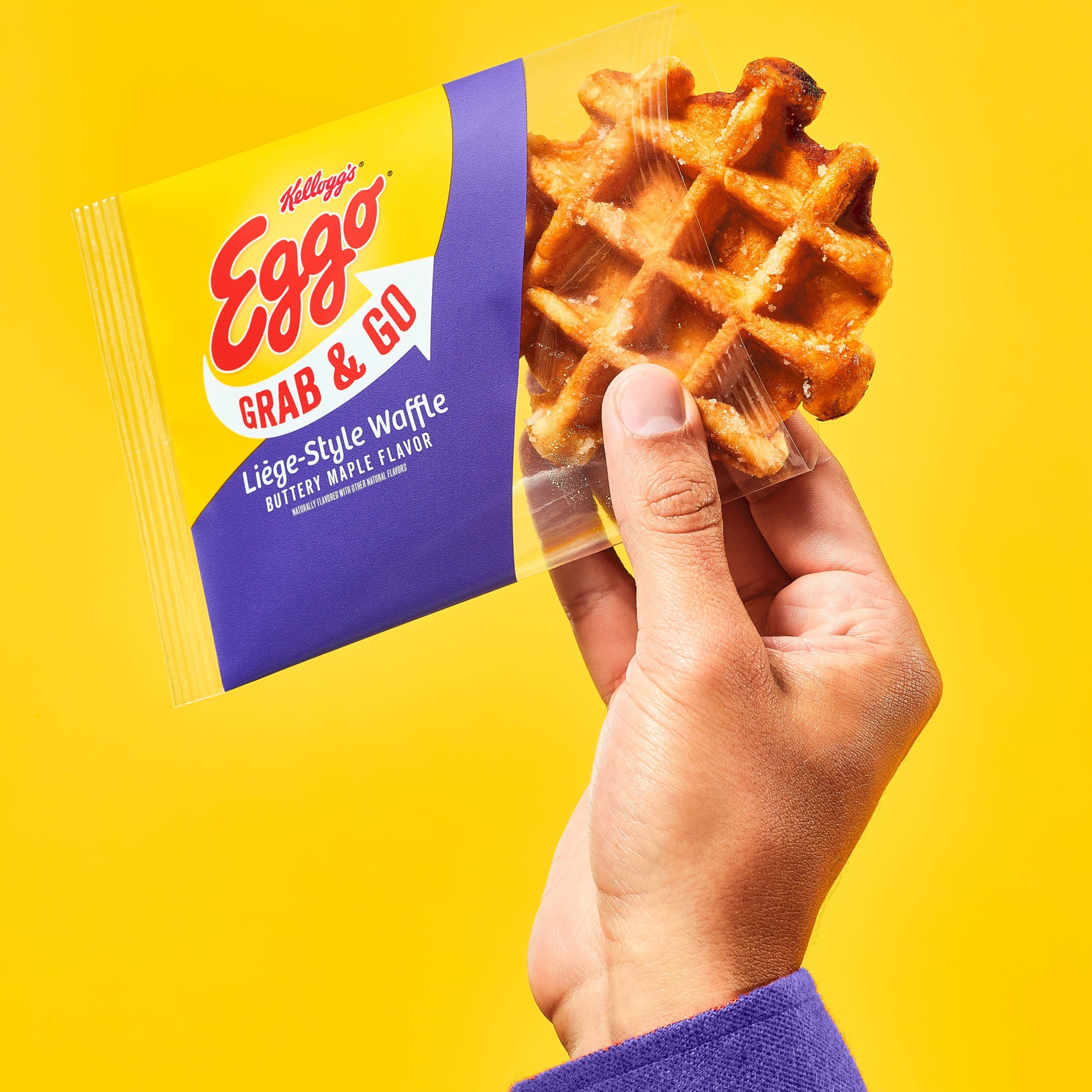 slide 3 of 5, Eggo Frozen Belgian-Style Street Waffles, Frozen Breakfast, Kids Snacks, Buttery Maple, 7.76oz Box, 4 Waffles, 7.76 oz