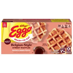 Eggo Frozen Belgian-Style Street Waffles, Frozen Breakfast, Breakfast Food, Buttery Maple Flavor, 7.76oz Box, 4 Waffles