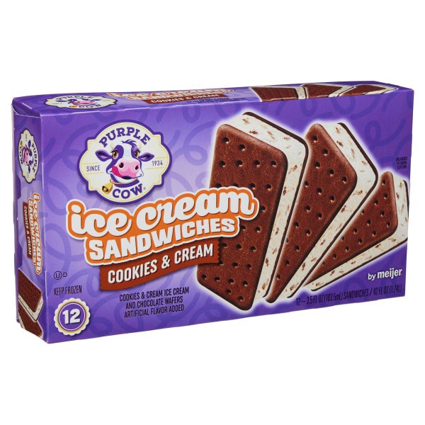 slide 19 of 29, Purple Cow Cookies & Cream Ice Cream Sandwiches, 12 ct