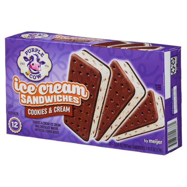 slide 4 of 29, Purple Cow Cookies & Cream Ice Cream Sandwiches, 12 ct