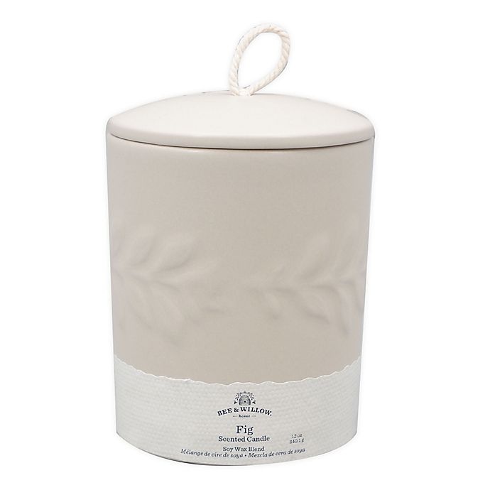 slide 1 of 3, Bee & Willow Home Fig Spring Embossed Ceramic Candle, 12 oz