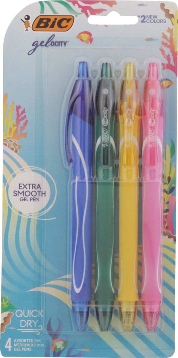 slide 8 of 12, BIC Gelocity Medium (0.7 mm) Assorted Ink Quick Dry Extra Smooth Gel Pens 4 ea, 4 ct