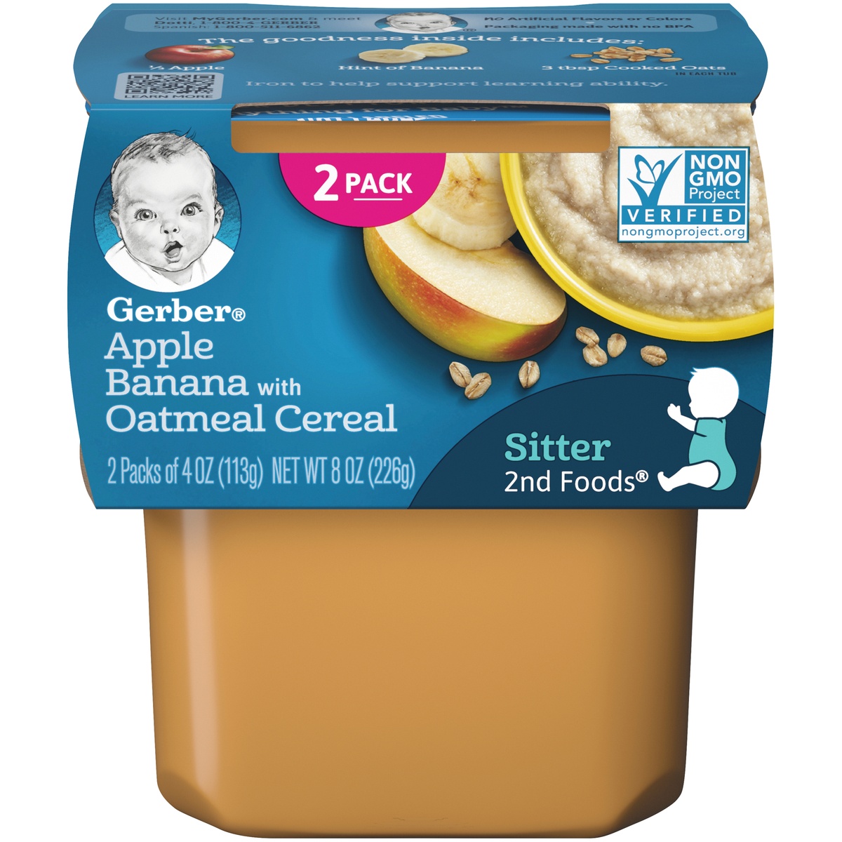 slide 1 of 1, Gerber 2nd Foods Nature Select - Blended Fruits With Oatmeal, 2 ct; 4 oz