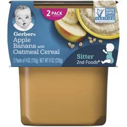 Gerber Stage 2 Baby Food, Apple Banana Oatmeal Cereal Tubs, Baby Oatmeal, 2PK