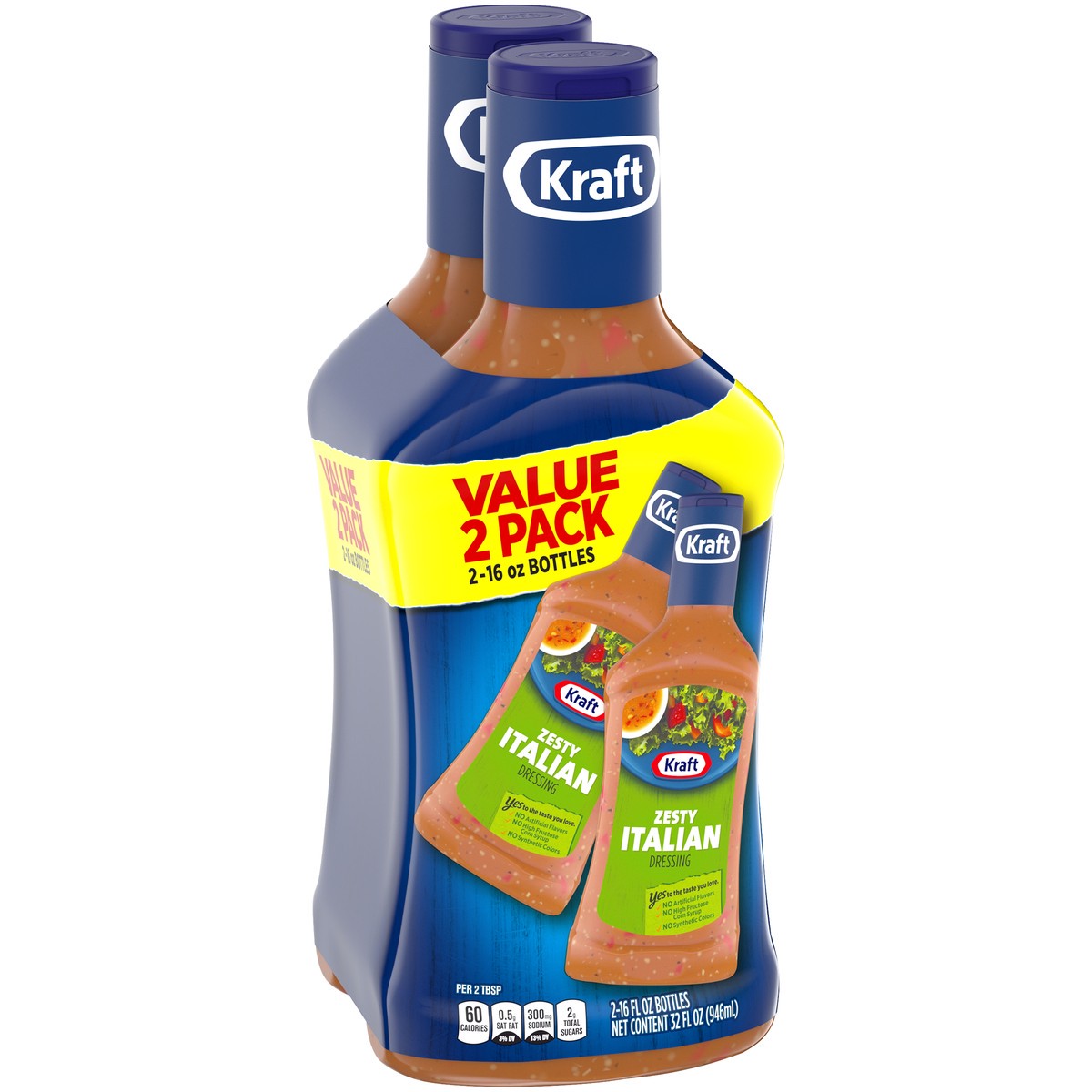 slide 5 of 9, Kraft Zesty Italian Salad Dressing Value Pack, 2 ct Pack, 16 fl oz Bottles, 2 ct