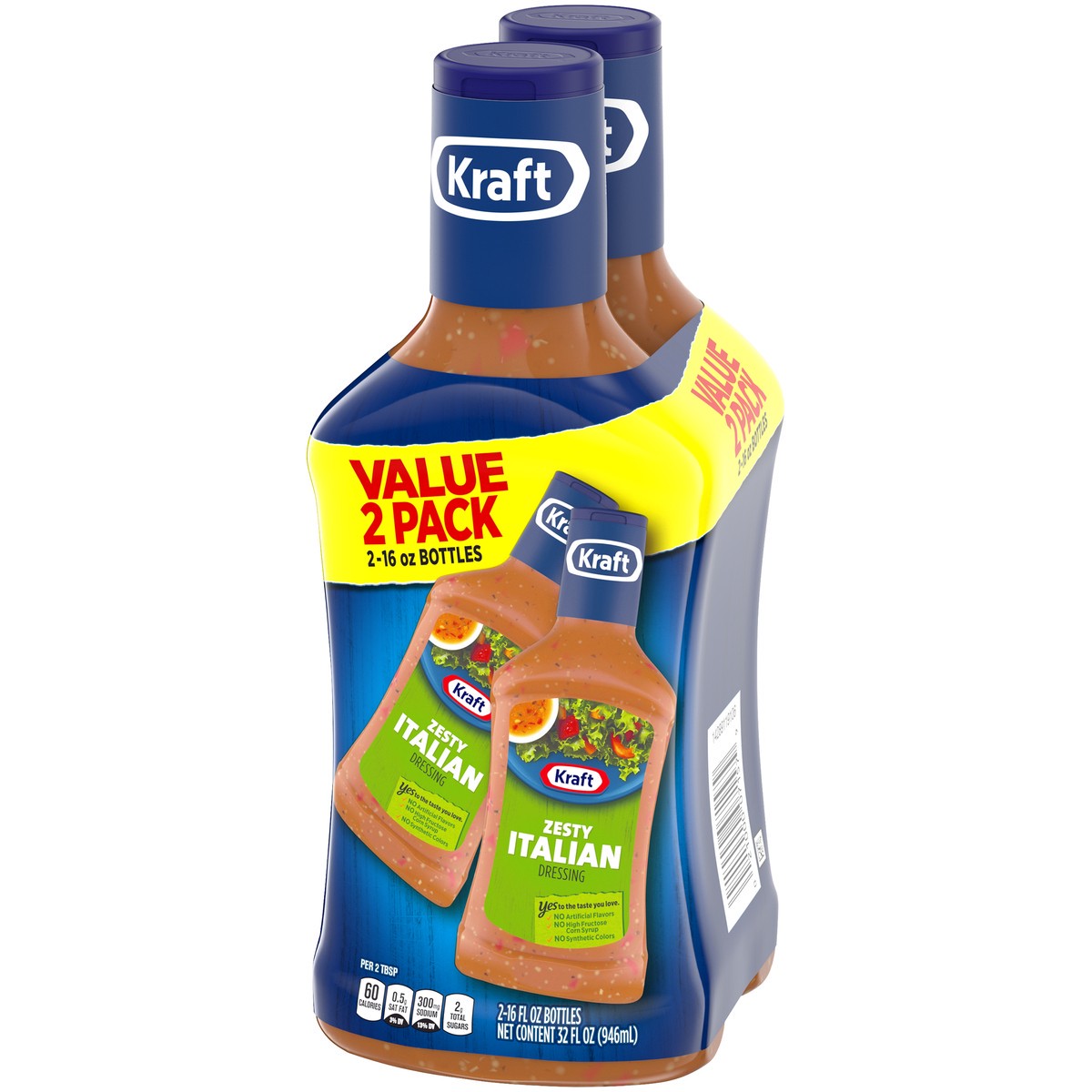 slide 6 of 9, Kraft Zesty Italian Salad Dressing Value Pack, 2 ct Pack, 16 fl oz Bottles, 2 ct