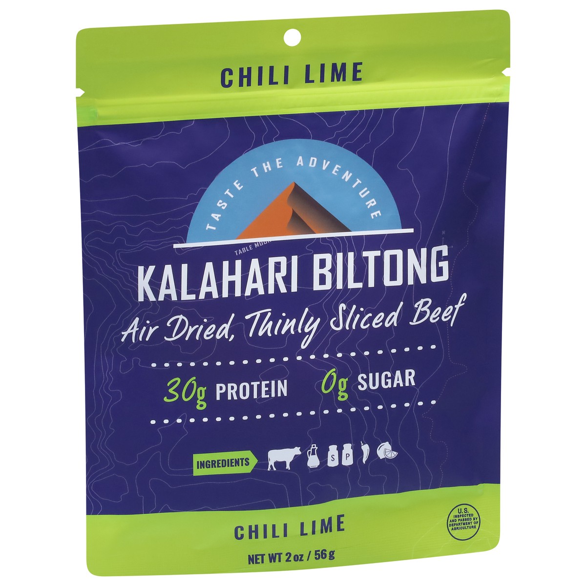 slide 2 of 14, Kalahari Biltong Air Dried Thinly Sliced Chili Lime Beef 2 oz, 2 oz