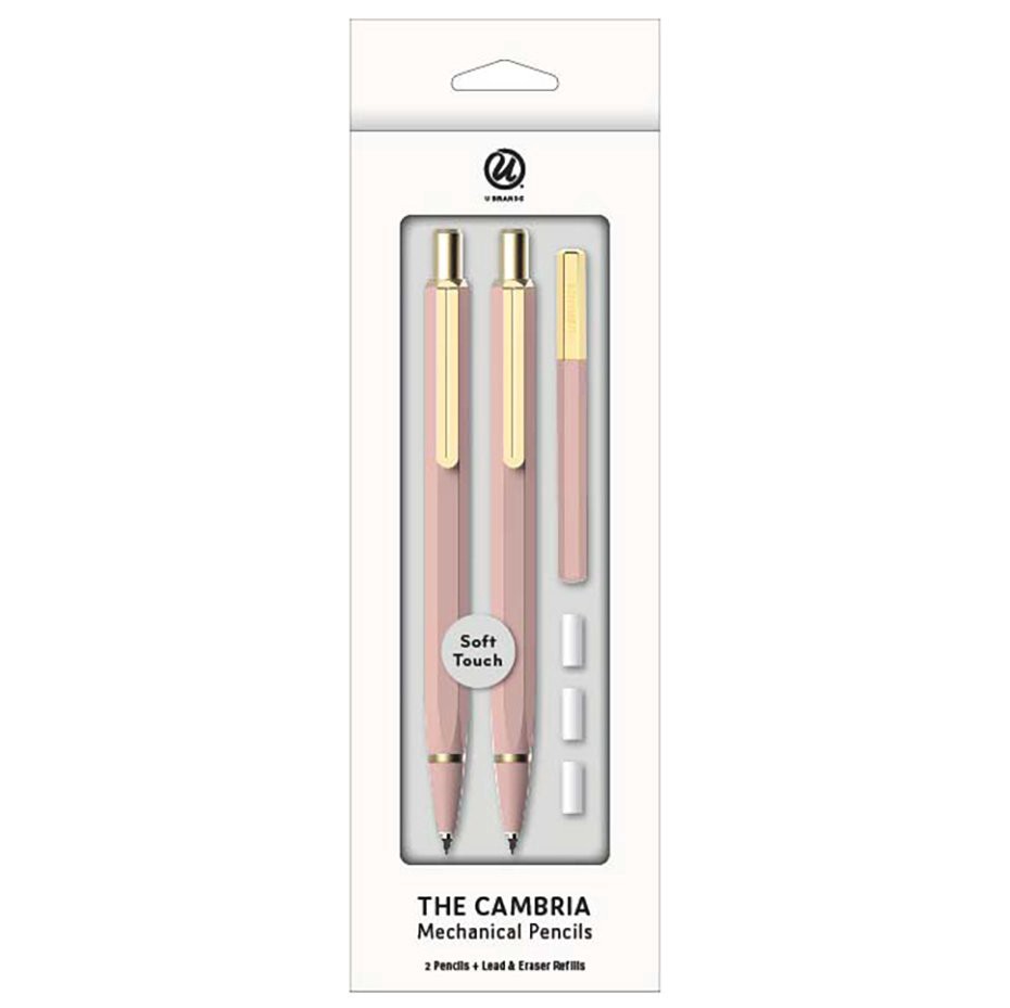 slide 1 of 1, U Brands The Cambria Soft Touch Mechanical Pencils - Blush, 2 ct
