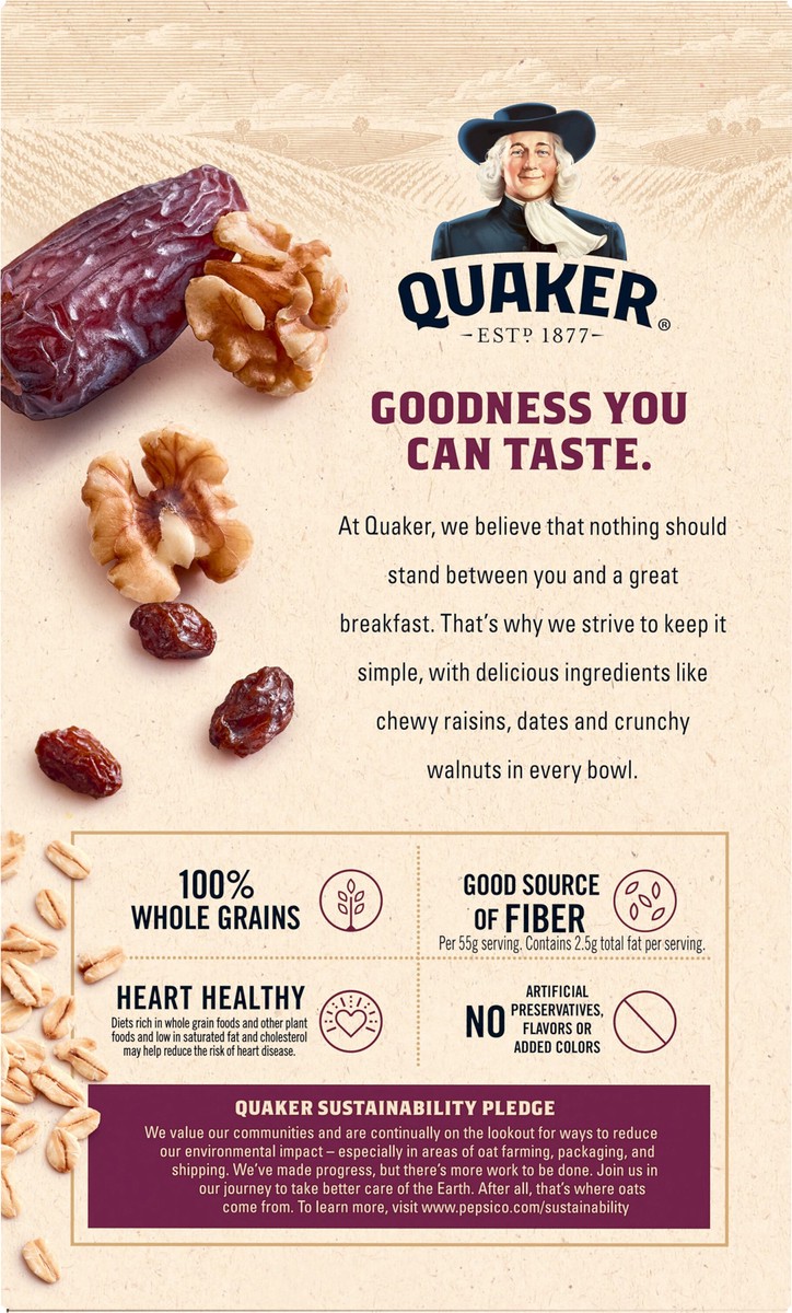 slide 2 of 7, Quaker Instant Oatmeal, Raisin, Date & Walnut, 1.3 oz
