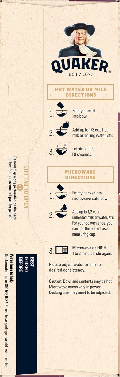 slide 5 of 7, Quaker Instant Oatmeal, Raisin, Date & Walnut, 1.3 oz