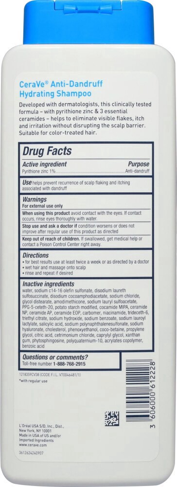 slide 2 of 2, Cerave Anti Dandruff Hydrating Shampoo - 12 FZ, 12 fl oz