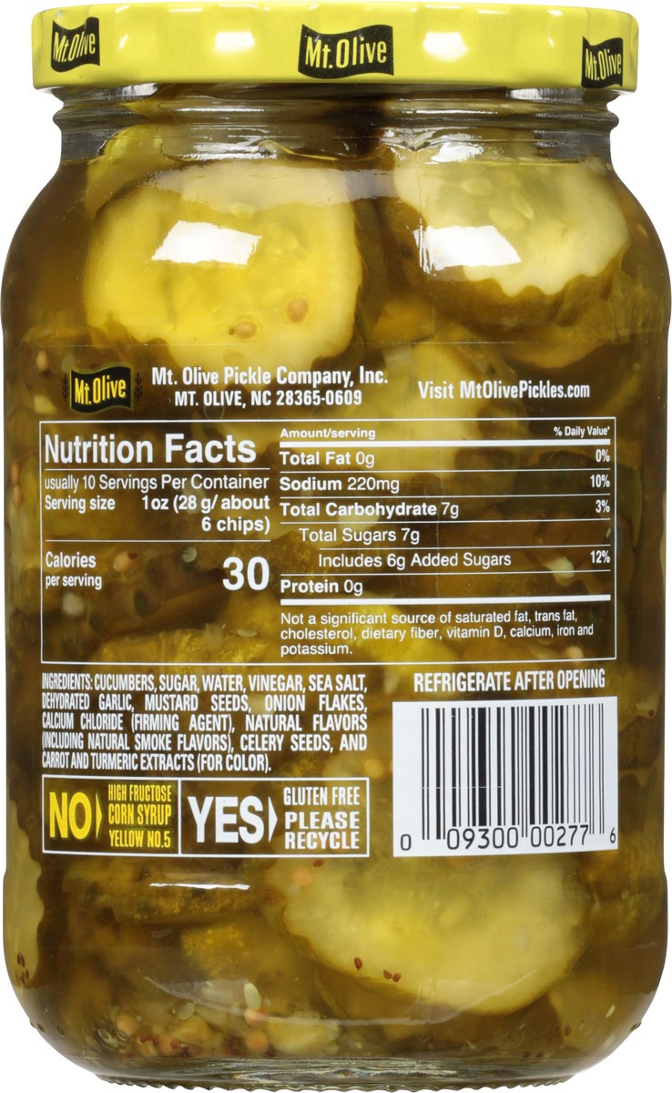 slide 6 of 7, Mt. Olive Smoky BBQ Bread & Butter Chips Pickles 16 fl oz Jar, 16 fl oz