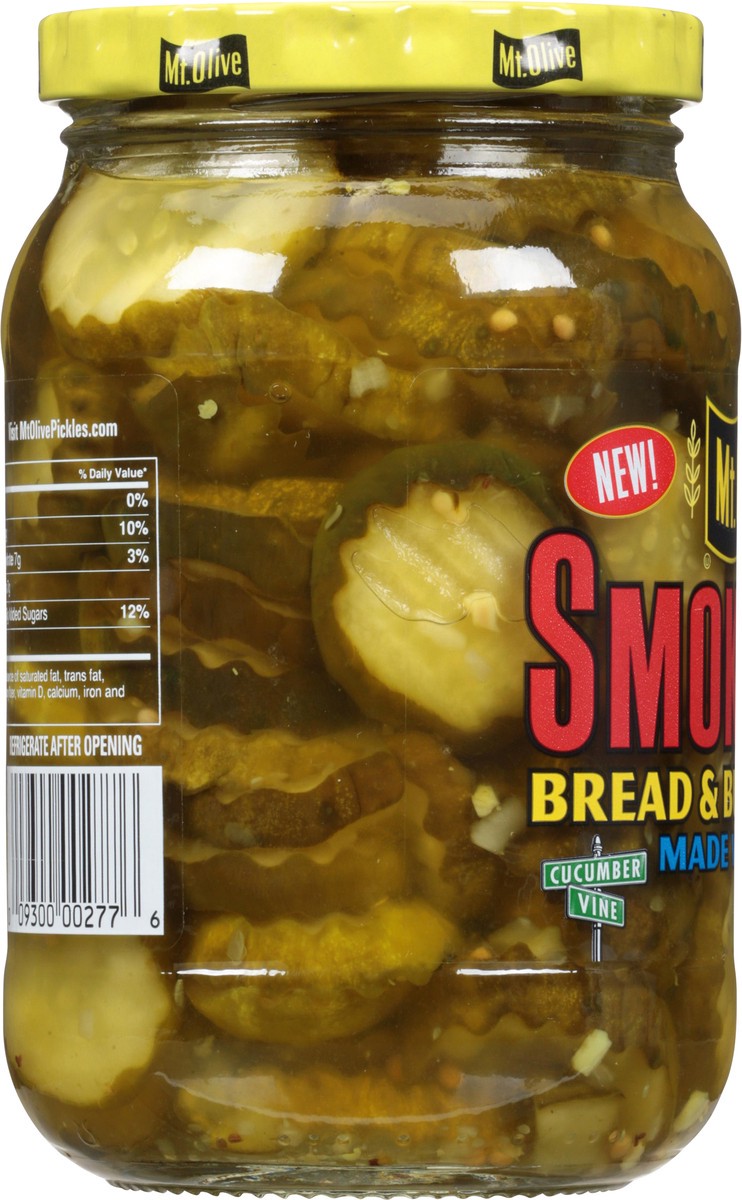 slide 2 of 7, Mt. Olive Smoky BBQ Bread & Butter Chips Pickles 16 fl oz Jar, 16 fl oz
