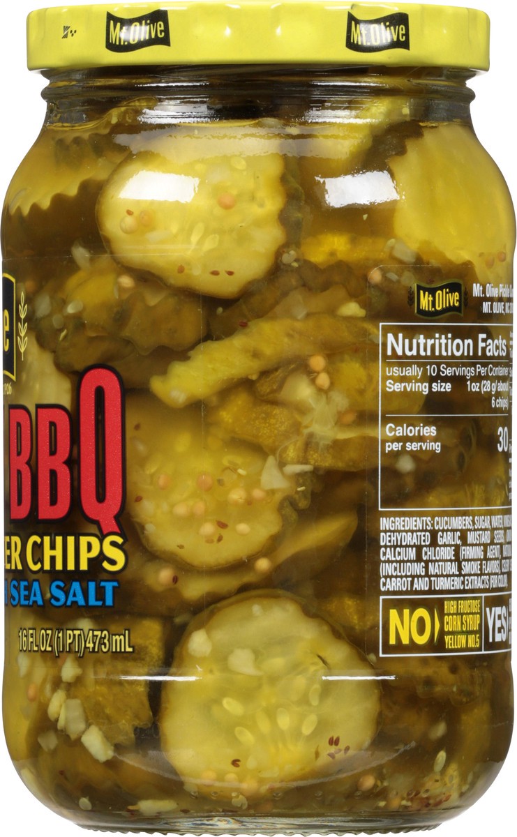 slide 7 of 7, Mt. Olive Smoky BBQ Bread & Butter Chips Pickles 16 fl oz Jar, 16 fl oz