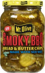 Mt. Olive Smoky BBQ Bread & Butter Chips Pickles 16 fl oz Jar