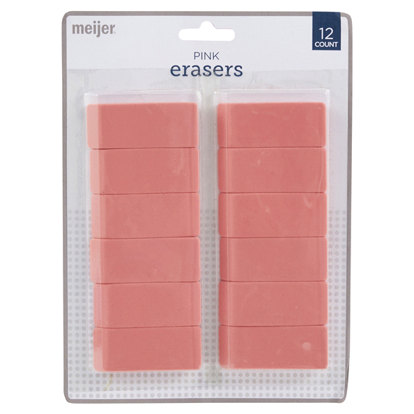 slide 1 of 1, Meijer Pink Erasers Pack, 12 ct