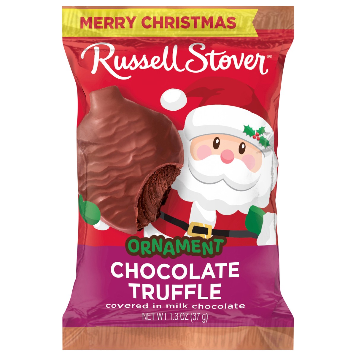 slide 2 of 3, RUSSELL STOVER Christmas Chocolate Truffle in Milk Chocolate Candy Ornament, 1.3 oz., 1.3 oz
