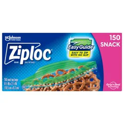 Ziploc Brand Snack Bags with EasyGuide™ Texture, Grip ’n Seal Technology™, 150 count