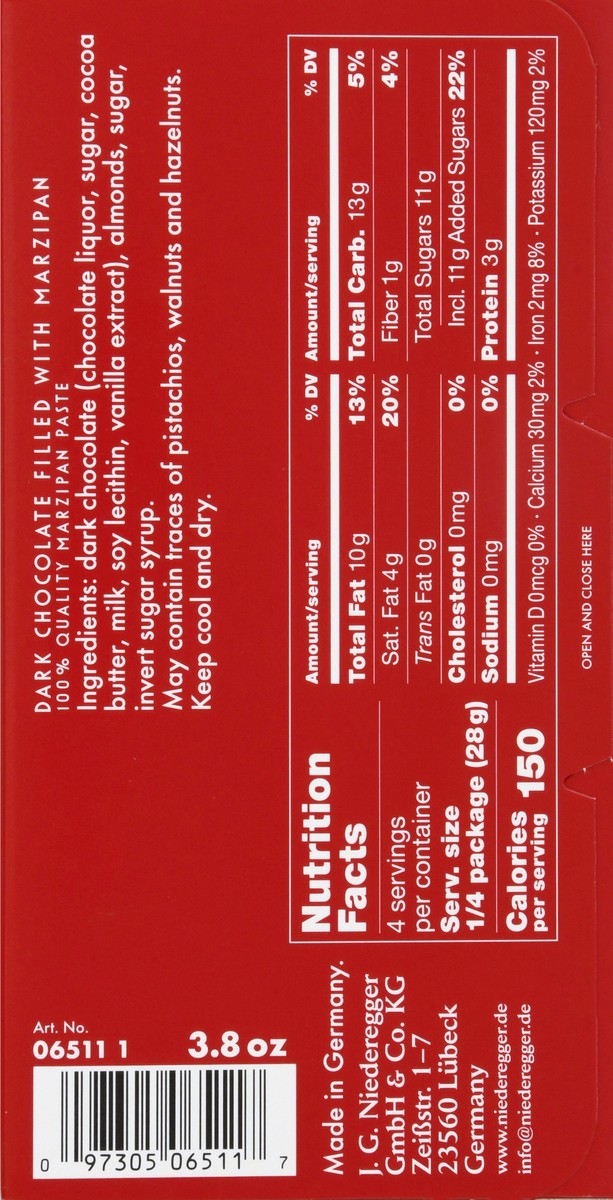 slide 6 of 13, Niederegger Classic Marzipan Dark Chocolate - 3.8 oz, 3.8 oz