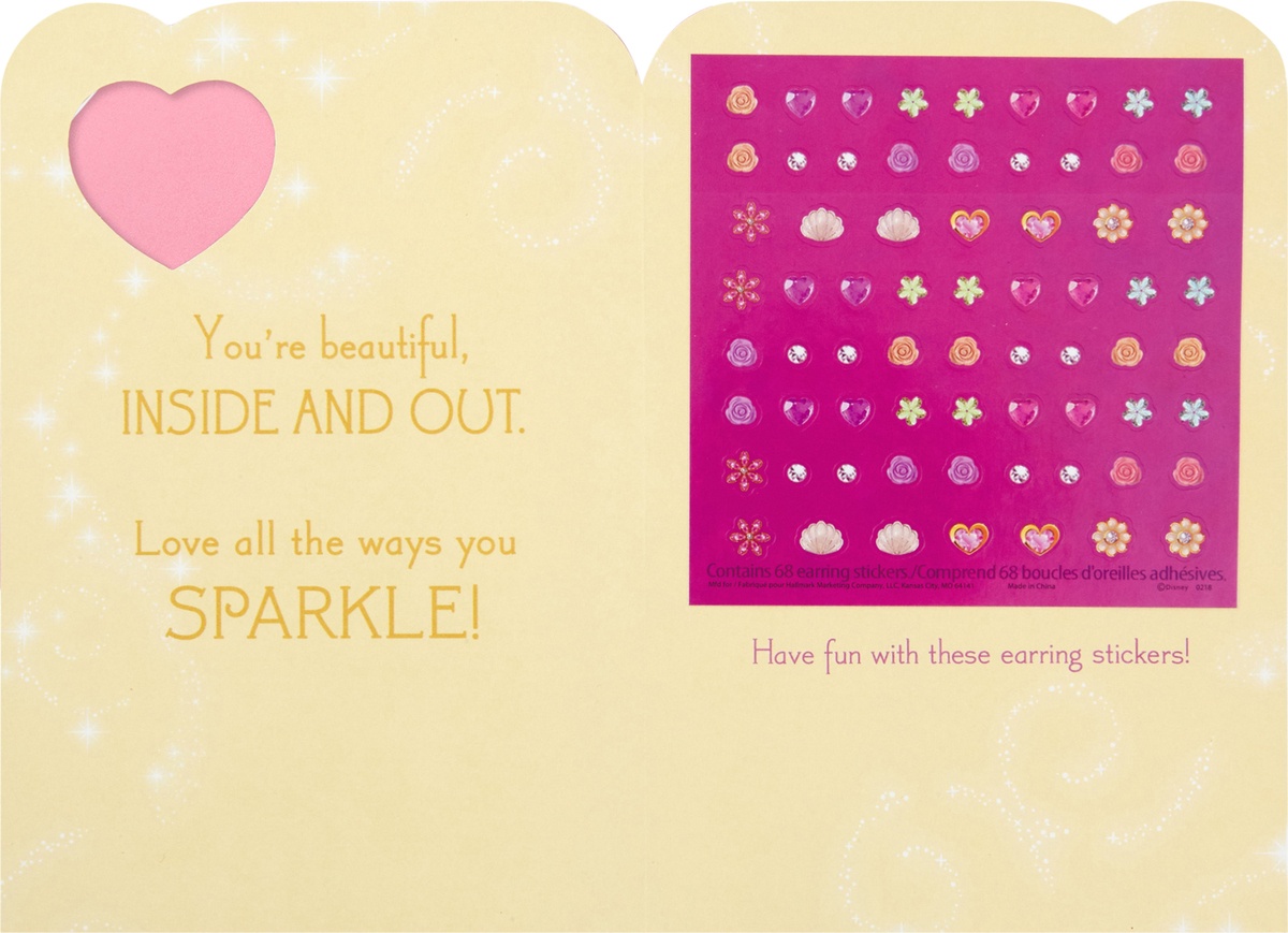slide 3 of 6, Hallmark Birthday Card For Kids (Disney Princess Earring Stickers), 1 ct