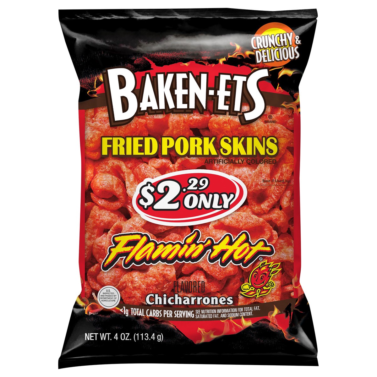 slide 5 of 7, Baken-ets Chicharrones Flavored Fried Pork Skins Flamin' Hot 4 Oz, 4 oz