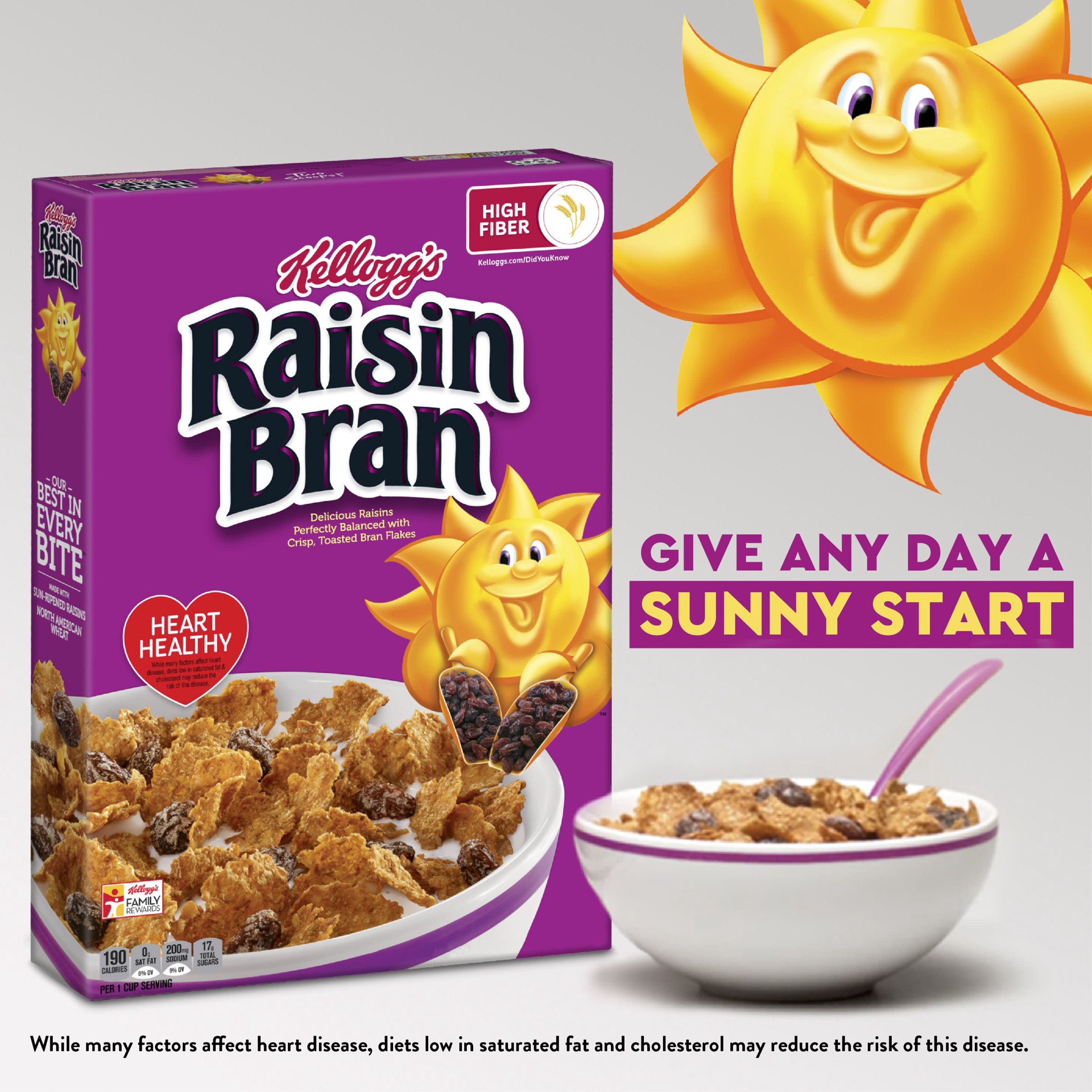 slide 4 of 5, Raisin Bran Kellogg's Raisin Bran Breakfast Cereal, Fiber Cereal, Family Breakfast, Original, 16.1oz Box (1 Box), 16.10 oz