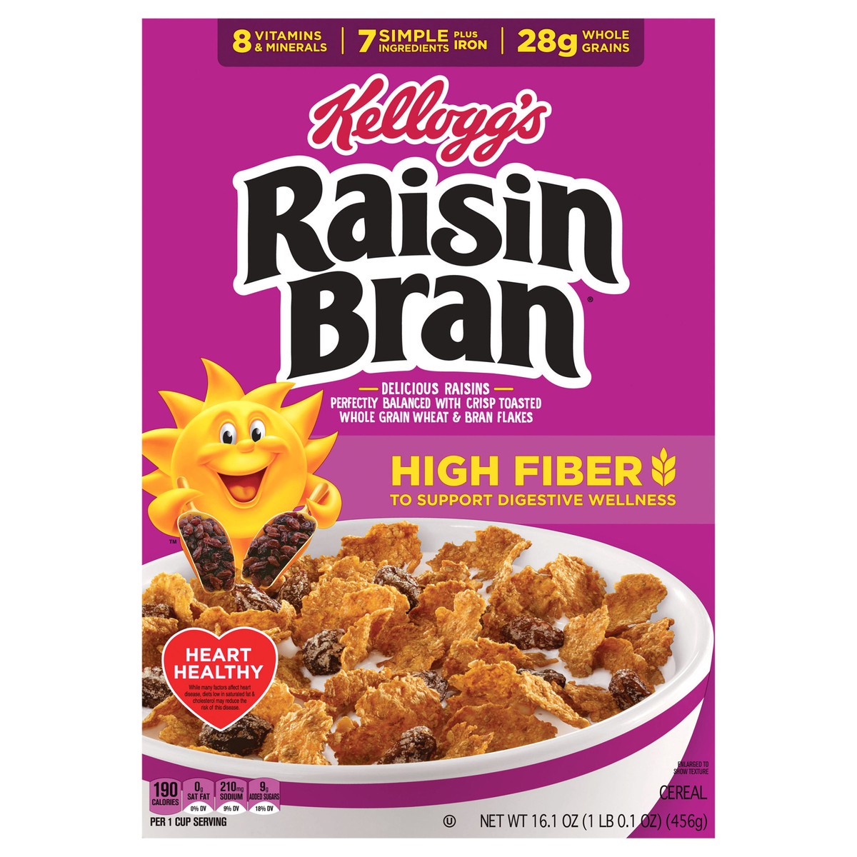 slide 1 of 5, Raisin Bran Kellogg's Raisin Bran Breakfast Cereal, Fiber Cereal, Family Breakfast, Original, 16.1oz Box (1 Box), 16.10 oz