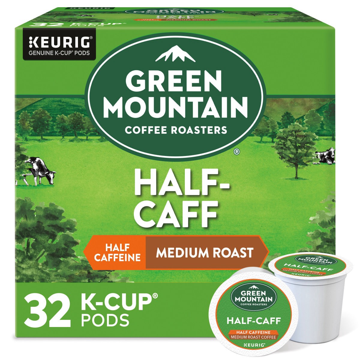 slide 1 of 10, Green Mountain Coffee Half-Caff Medium Roast Coffee K-Cup Pods, 32 ct