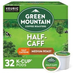 Green Mountain Coffee Roasters Half-Caff, Keurig Single-Serve K-Cup Pods, 32 Count