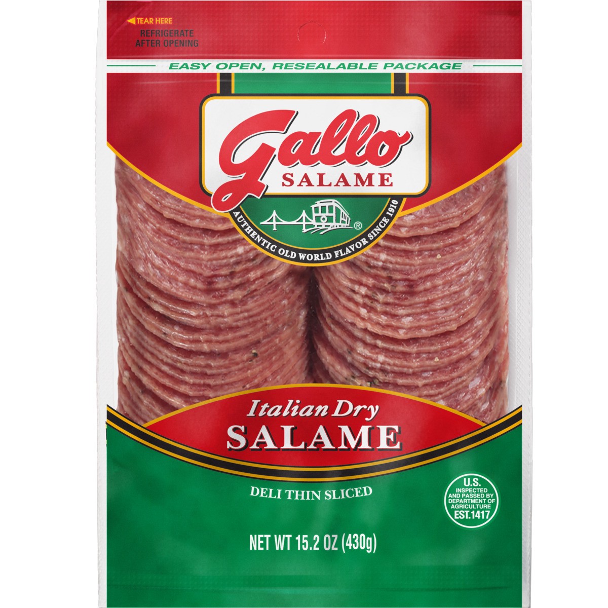 slide 1 of 5, Gallo Salame Deli Thin Sliced Italian Dry Salami Lunch Meat, 15.2 oz, 15.2 oz