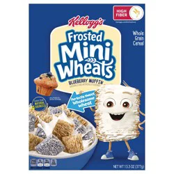 Kellogg's Frosted Mini-Wheats Breakfast Cereal, Kids Cereal, Family Breakfast, Blueberry Muffin, 13.3oz Box (1 Box)
