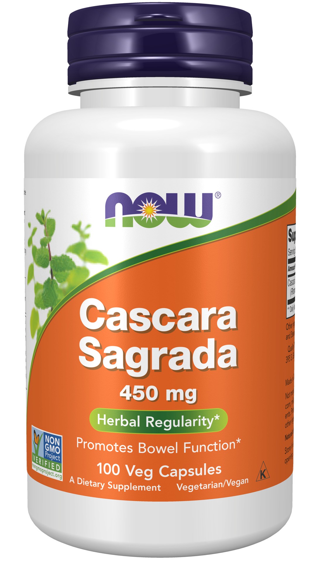 slide 1 of 7, NOW Cascara Sagrada 450 mg - 100 Veg Capsules, 100 ct