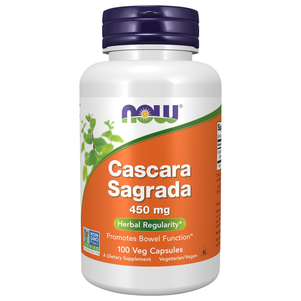 slide 1 of 7, NOW Cascara Sagrada 450 mg - 100 Veg Capsules, 100 ct